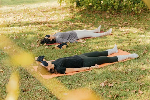 yoga session in a park