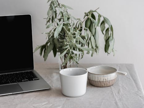 workspace with calming colors