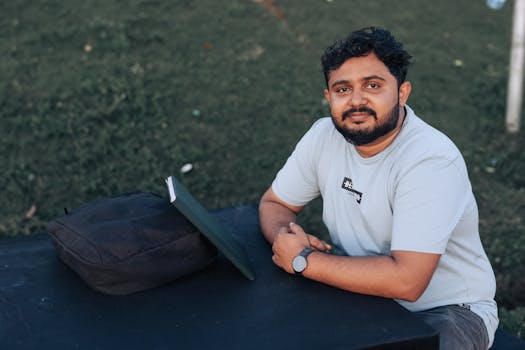 an entrepreneur taking a break at a park