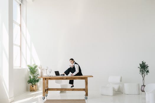 a peaceful workspace with plants