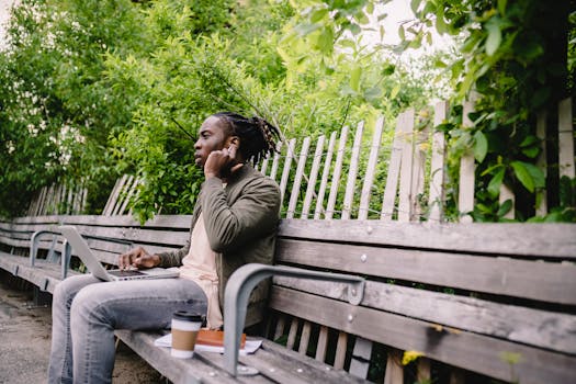 a remote worker taking a break in nature