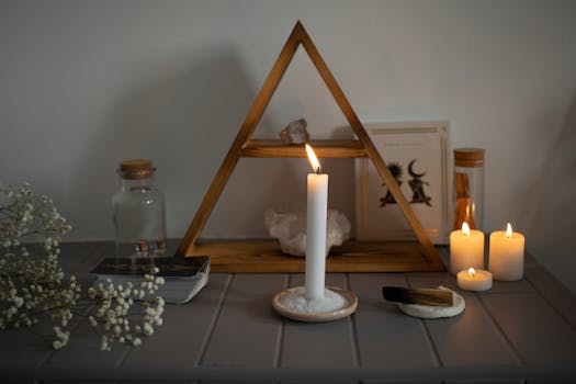 calm meditation space with candles