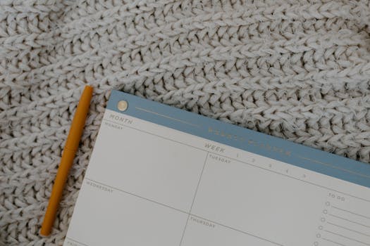 A sample weekly planner for effective time management