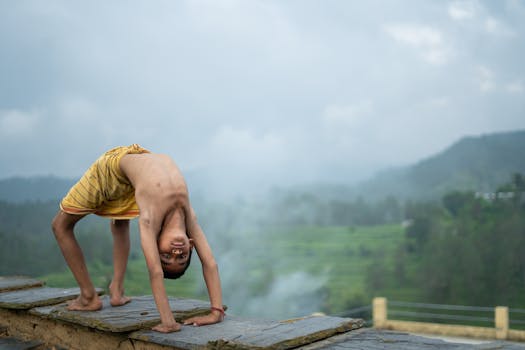 a calm person meditating in a serene setting