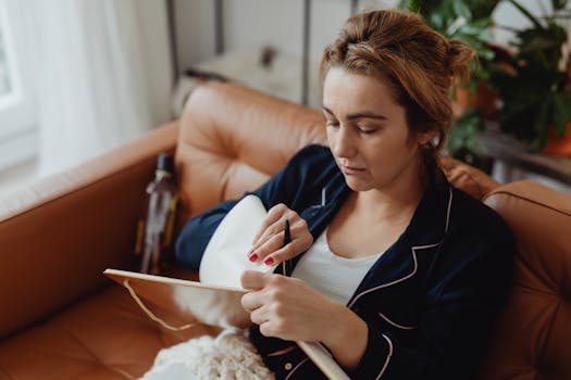 a person relaxing with a journal