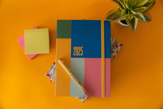 a planner with colorful notes