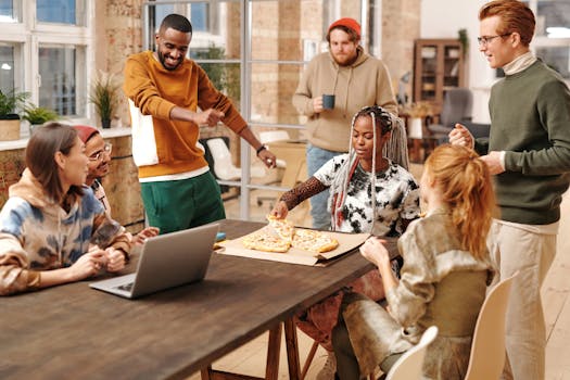 A team meeting in a cozy, relaxed setting