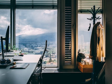 A relaxing workspace with plants and natural light