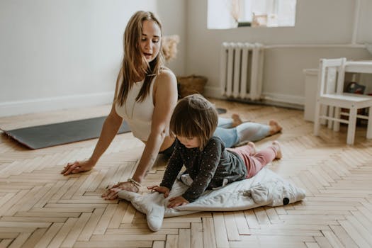 family doing yoga