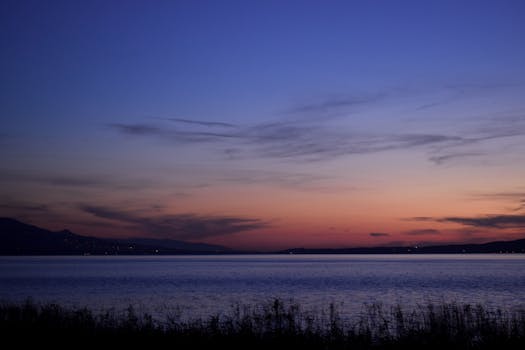 calm sunset over a tranquil lake